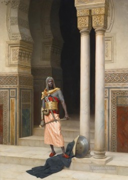 150の主題の芸術作品 Painting - 宮殿の衛兵ルートヴィヒ・ドイチュ・オリエンタリズム・アラベール